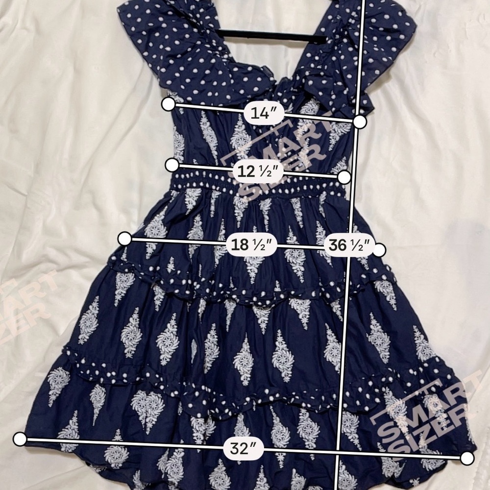 Talisman Kiki Navy Blue Ruffle Tiered Mini Dress Open Back Boho Resort XS - Picture 9 of 11
